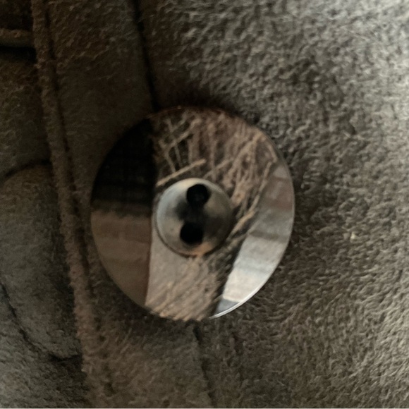 Pellacci Made in USA Charcoal Gray European Sheepskin Coat, Sable Mink Trim - Picture 9 of 16